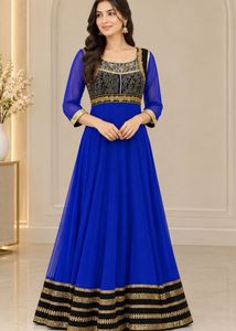 Stunning Blue & Black Anarkali Gown