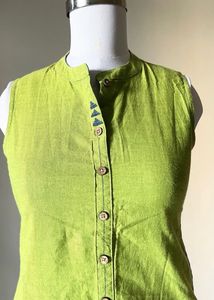 Lime Green Sleeveless Kurta