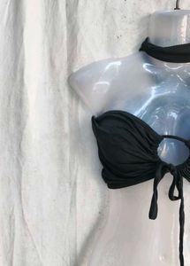 Black Halter Neck Bikini Top