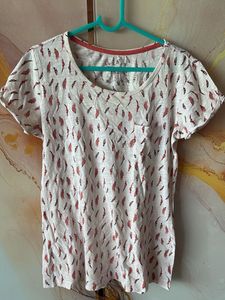 Feather Print Casual T-Shirt