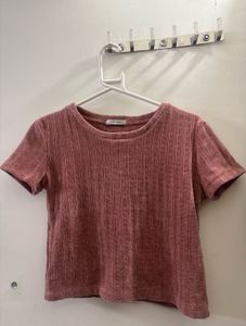 ZARA Ribbed/ Knit Short Sleeve Top