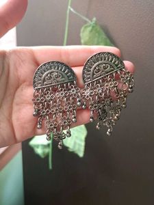 Exquisite Oxidized Silver Jhumka Earrings