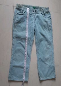 Greenish grey Corduroy Pants / capris