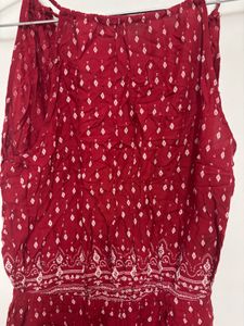 Red Printed Playsuit