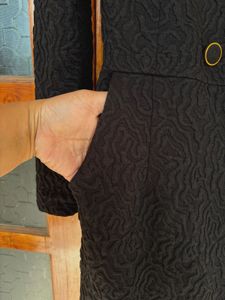 Chic Black Textured Dress Coat