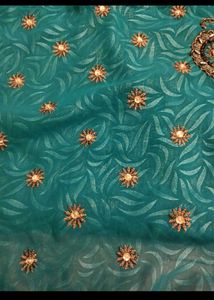 y2k Paisley sea green zari work Saree