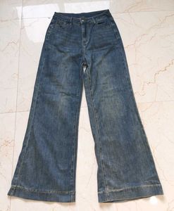 Wide Leg Blue Denim Jeans