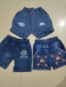 Cute Denim Shorts for Girls (Set of 3)