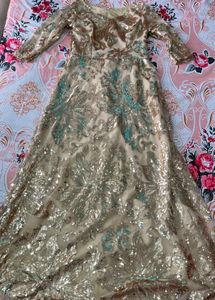 Stunning Gold Sequin Ethnic Gown