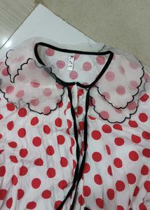 Chic Polka Dot Blouse with Peter Pan Collar