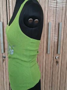 Green Ribbed Halter Top