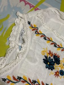 Embroidered White Peasant Blouse