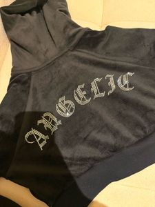 y2k Black Velour Cropped Zip-Up Hoodie