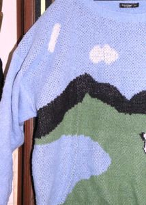 Cow Landscape Knit Sweater