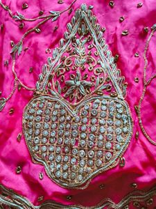 Vibrant Pink dabka/zardozi handwork skirt