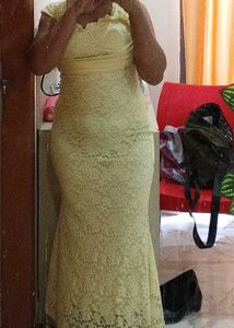 Elegant Yellow Lace Gown