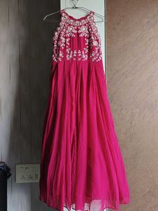 Elegant Pink Embroidered Gown