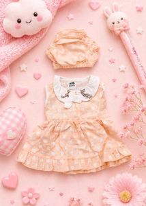 Adorable Peach Floral Baby Dress with Bloomers