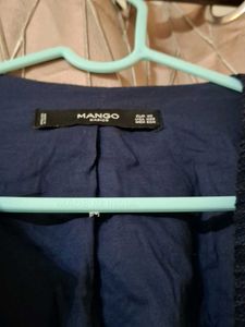 Mango Navy Blue Textured Blazer