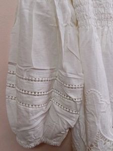 Premium White Schiffli Off-Shoulder Tunic / Mini D