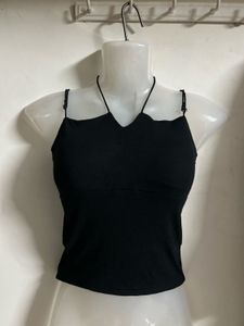 Black Spaghetti Strap Crop Top