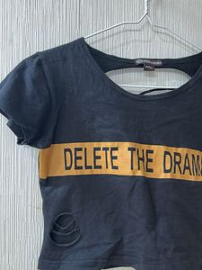 Black Crop Top "Delete The Drama"