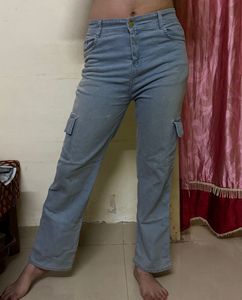 Light Wash Blue Cargo Jeans