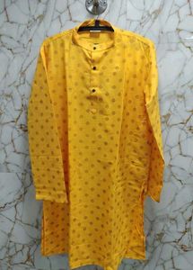 Men's Yellow Printed Kurta Set