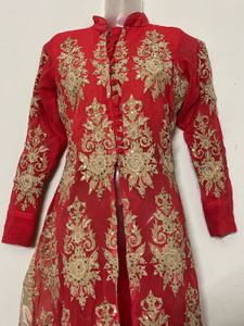 Pintresty peach Embroidered Kurta