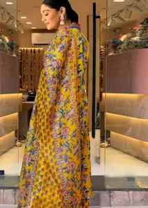 Vibrant Yellow Floral Kurta Set