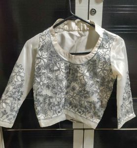 Elegant Silver Embroidered Skirt