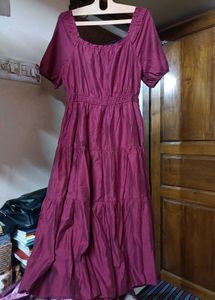 Maroon Tiered Maxi Dress