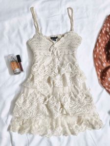 Boho Lace Tiered Mini Dress