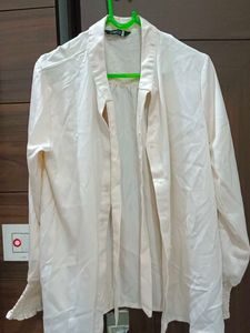 Cream Collared Button-Up Shirt