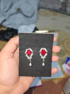 VINTAGE ANTIQUE EARRINGS RED DIAMOND