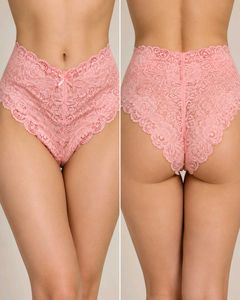 Pink Lace High-Waist Brief Panty
