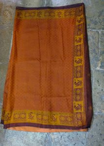 Elegant Brown &amp; Yellow Floral Saree