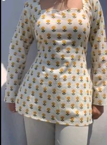 Stylish Printed Kurta with Square Neck