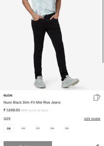 Nuon Charcoal Black Slim Fit Jeans