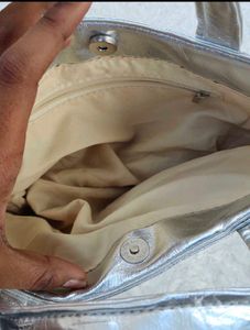 Shiny Silver Tote Bag