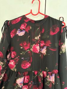 Black Floral Print Dress