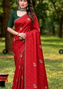 Jimmy Choo Embellished Red Saree