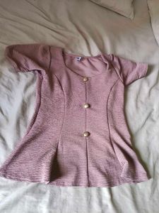 Chic Pink Textured Peplum Top