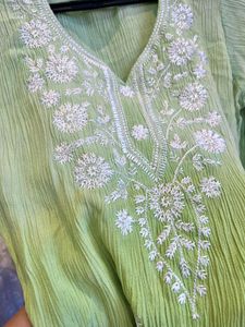 Lime Green Embroidered Kurta