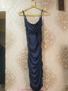 Elegant Navy Ruched Bodycon Dress