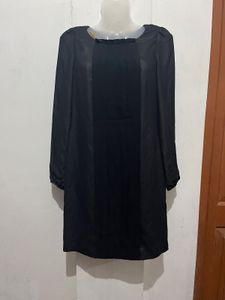 Length-35,,Classic Black Long Sleeve Mini Dress