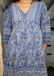 Blue Paisley Mini Dress