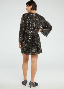 Imported Sequin Embellished Black Party Dress