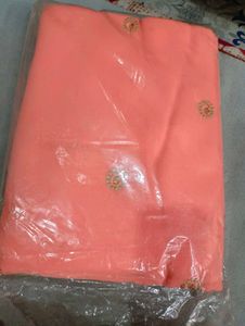 Elegant Peach Saree with Gold Embroidery