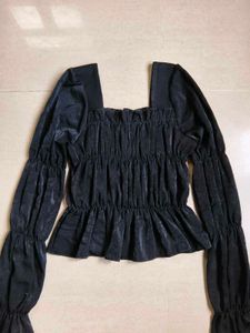 Korean Velvet Peplum Top